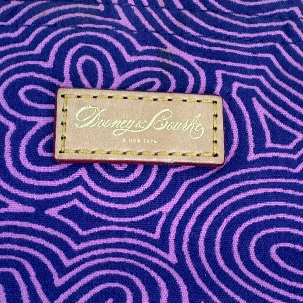 Dooney & Bourke Purple Pink Heart Doodle Canvas Crossbody Bag Leather Trim